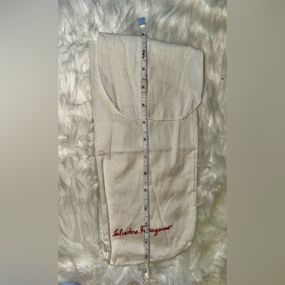 SALVATORE FERRAGAMO  Logo Dust Bag approx 15.5 X 8.5 white cotton